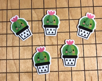 5 MINI cactus stickers, kawaii sticker, cactus decal, phone case sticker, laptop decal, water bottle sticker, cactus flower, friend gift