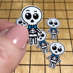 5 MINI skeleton stickers, skeleton decal, boy skeleton, tiny sticker, sticker pack, laptop decal, water bottle sticker, Halloween sticker
