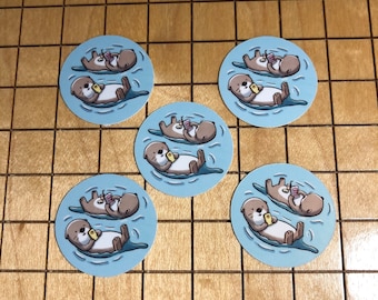 5 MINI otter stickers, otter decal, tiny sticker, sticker pack, laptop decal, water bottle sticker,  cute otter, kindle sticker, friend gift