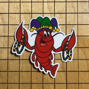 crawfish sticker, Mardi Gras sticker, crawdad sticker, crayfish, New Orleans sticker, phone case decal, laptop decal, water bottle sticker