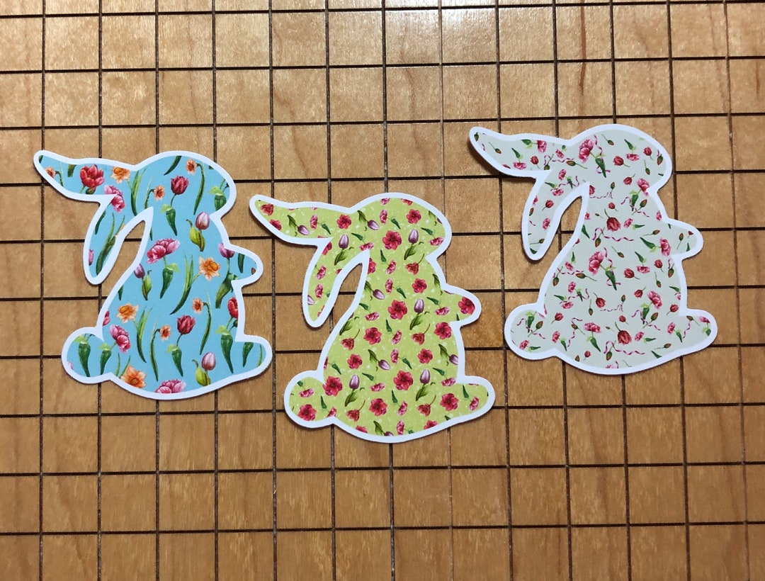 3 Rabbit Stickers, Rabbit Decal, Flower Sticker, Easter Stickers ...