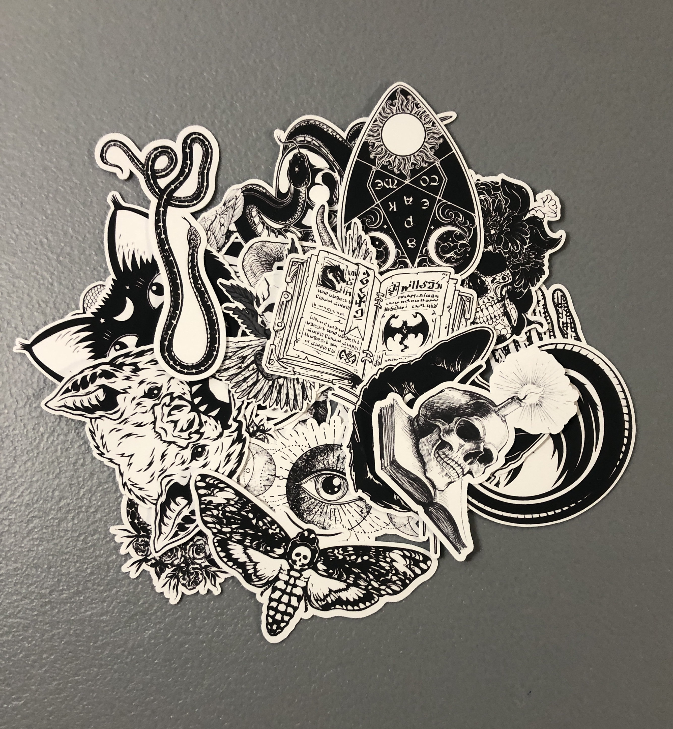 20 Goth Stickers, Goth Sticker Pack, Black and White Stickers, Water ...