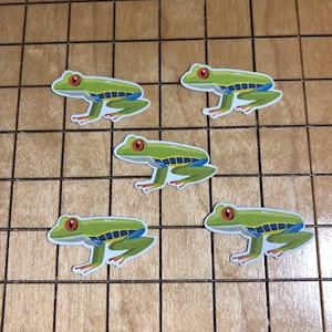 5 MINI Sticker Frosch, grüner Frosch, Wasserflasche Aufkleber, mini Aufkleber, Laptop Aufkleber, Wasserflasche, roter Augen Laubfrosch, Aufkleber, Wasserflasche Aufkleber