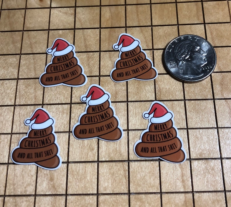 Poop Deck Sticker 5 MINI Poop Stickers, Poop Emoji, Merry Christmas, Christmas Sticker ...