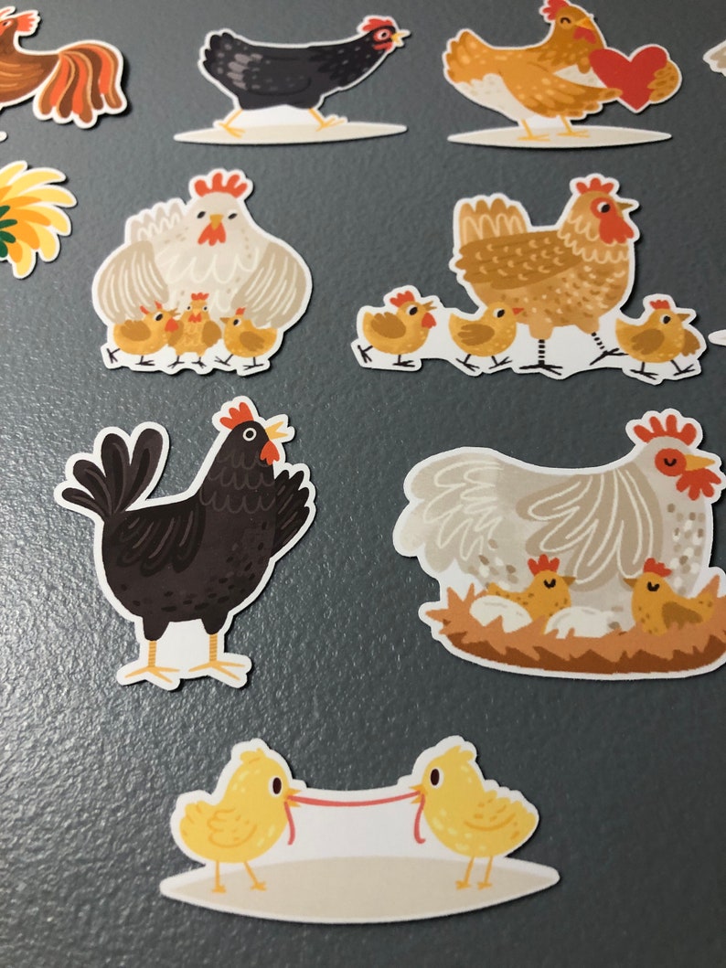 12 Chicken Stickers, Sticker Pack, Chicken Decal, Chicken Gift, Phone ...