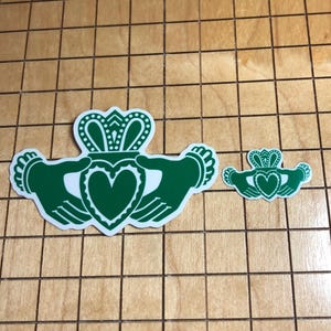 5 MINI claddagh stickers, St. Patrick's Day, Ireland sticker, water bottle decal, laptop decal, phone case sticker, tiny decal, heart decal image 4