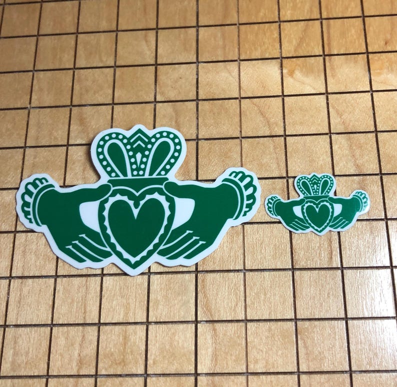 5 MINI claddagh stickers, St. Patrick's Day, Ireland sticker, water bottle decal, laptop decal, phone case sticker, tiny decal, heart decal image 4
