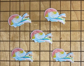 5 MINI Quallen Aufkleber, Kawaii Quallen Aufkleber, Aufkleber für Wasserflaschen, Wasserflaschen Aufkleber, Kawaii Aufkleber, Meer Aufkleber