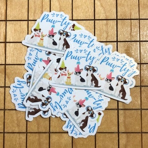 5 MINI dog stickers, birthday party, dog party sticker, dog decal, party decal, tiny sticker, laptop decal, party favor, phone case, pawty