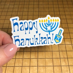 Sticker Hanukkah, Happy Hanukkah, sticker juif, sticker bouteille d'eau, sticker pour ordinateur portable, sticker pour coque de téléphone, sticker mac book, fête juive