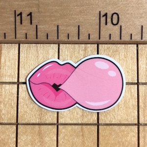 5 MINI pink bubble stickers, gum stickers, blow bubble, phone case decal, mini sticker, tiny sticker, sticker pack, laptop decal, pink decal