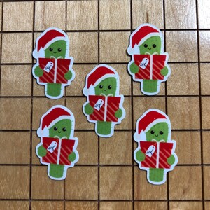 5 MINI cactus stickers, Christmas cactus, winter sticker, phone case sticker, laptop decal, water bottle sticker, plant sticker, cute cactus