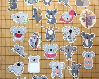 20 koala stickers, sticker pack, koala gift, party favor, tumbler decal, laptop decal, phone case decal, koala label, sticker sheet, cute