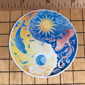 Yin Yang Aufkleber, Sonne Aufkleber, Mond Aufkleber, Delfin Aufkleber, Phoenix Aufkleber, Laptop Aufkleber, wasserfest, Kindle Aufkleber, Aufkleber für Telefonhüllen