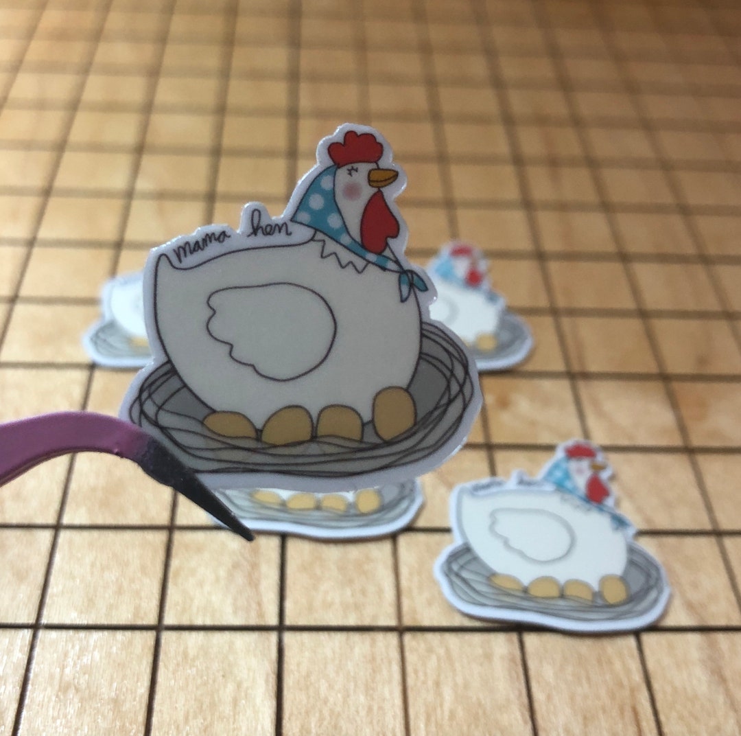 5 MINI Chicken Stickers, Mama Hen Stickers, Tiny Sticker, Chicken Decal ...