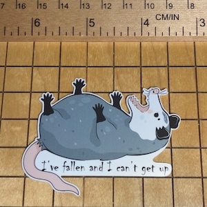 Opossum Aufkleber, ich bin gefallen und ich kann nicht wieder aufstehen, totes Opossum, Aufkleber für Laptop, Handyhülle, wasserfester Vinylaufkleber, witzig