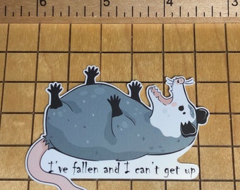 opossum sticker, I've fallen and I can't get up, dead opossum, opossum decal, laptop decal, phone case decal, vinyl waterproof decal, funny