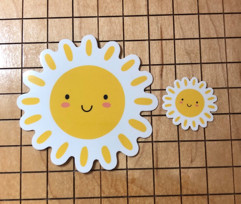 5 MINI Sun Stickers, Happy Sun, Kawaii Sun, Small Sticker, Kindle ...