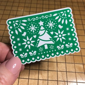 Papel Picado sticker, Christmas tree sticker, cut paper, Mexican sticker, Water Bottle decal, Laptop decal, phone case sticker, waterproof