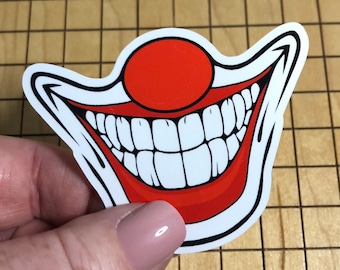 clown sticker, scary decal, scary clown mouth sticker, clown decal, phone case sticker, laptop decal, water bottle decal, Halloween, creepy