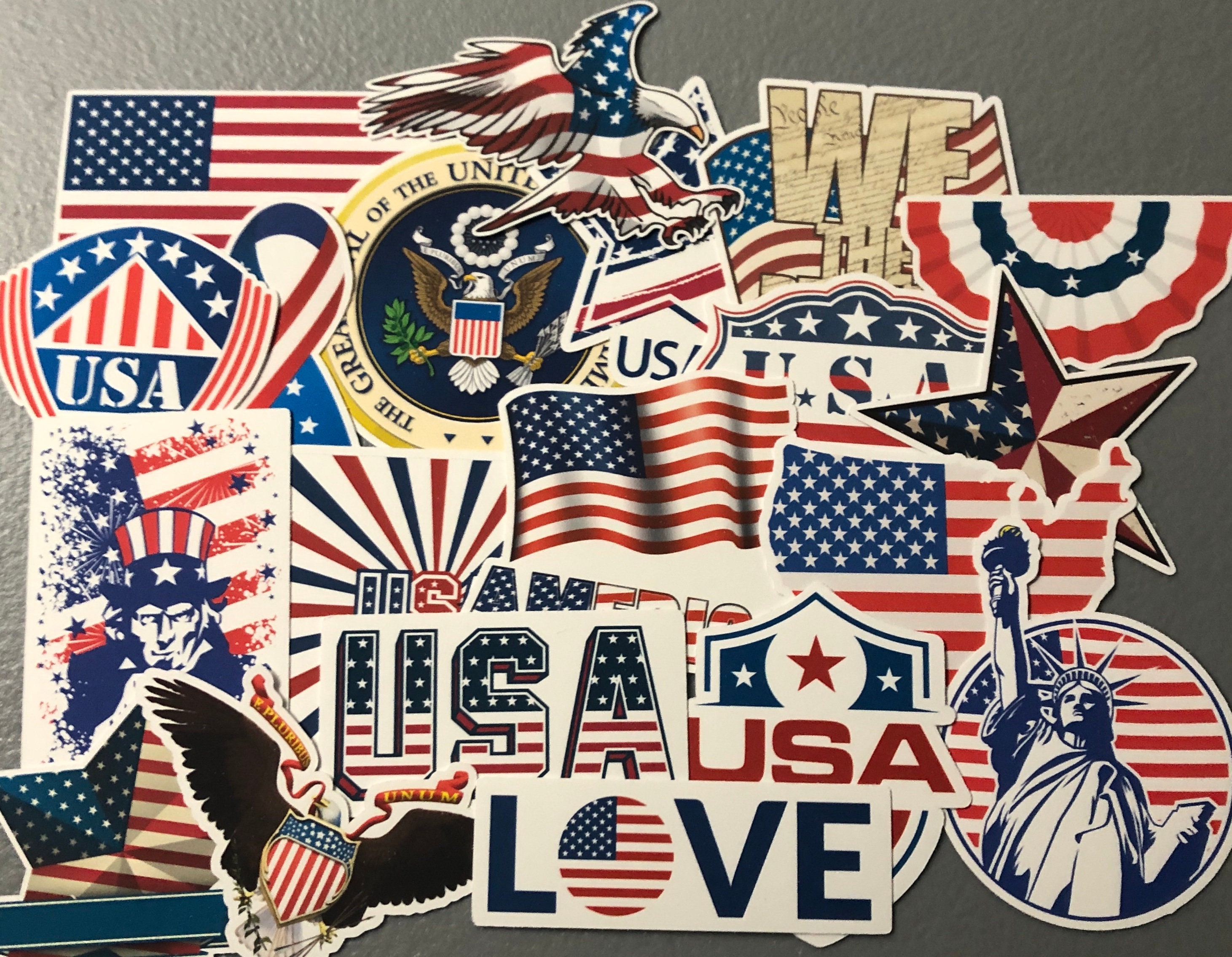 20 USA Stickers, Patriotic Sticker Pack, Flag Sticker, America Sticker ...