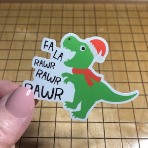 Dinosaur sticker, Christmas dinosaur, Christmas sticker, water bottle sticker, laptop sticker, phone case sticker, mac book sticker