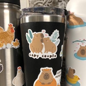capybara couple sticker, capy couple, happy couple, capybara decal, tumbler sticker, water bottle sticker, love sticker, phone case sticker