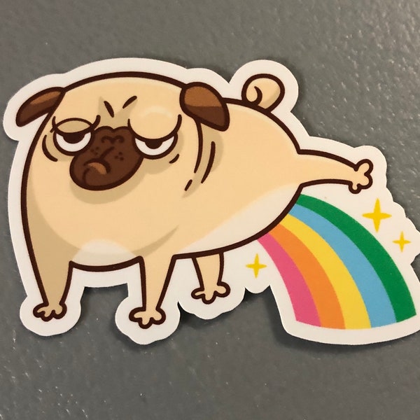 pug sticker, dog sticker, dog pee, pug decal, dog decal, rainbow decal, rainbow sticker, adult humor, tumbler decal, vinyl waterproof decal