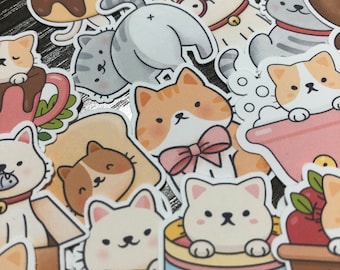 24 MINI cat stickers, mini stickers, cat sticker pack, cat gift, kitten sticker, sticker bundle, planner sticker, tiny sticker, laptop decal