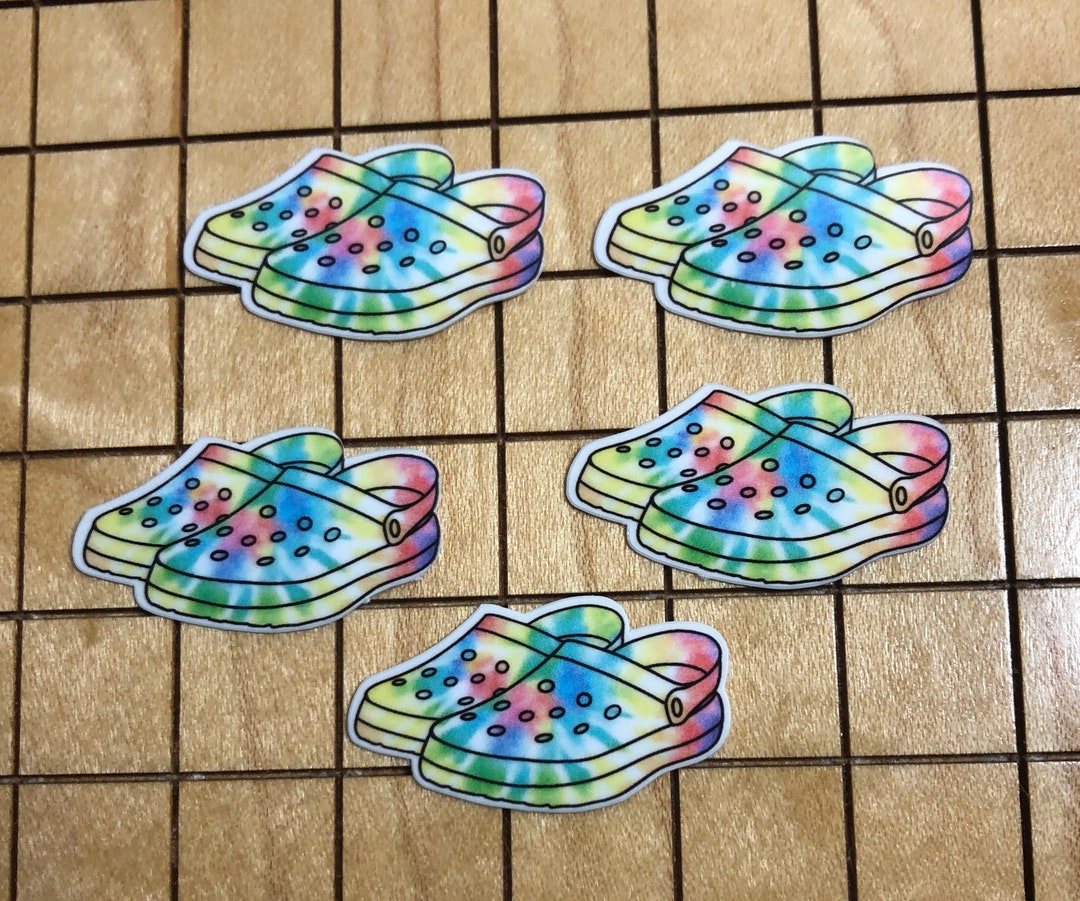 5 MINI Crocs Stickers, Tie Dye Crocs Decal, Crocs Sticker, Tie Dye