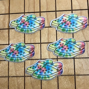 5 MINI crocs stickers, tie dye crocs decal, crocs sticker, tie dye sticker, phone case sticker, laptop decal, water bottle sticker, cute