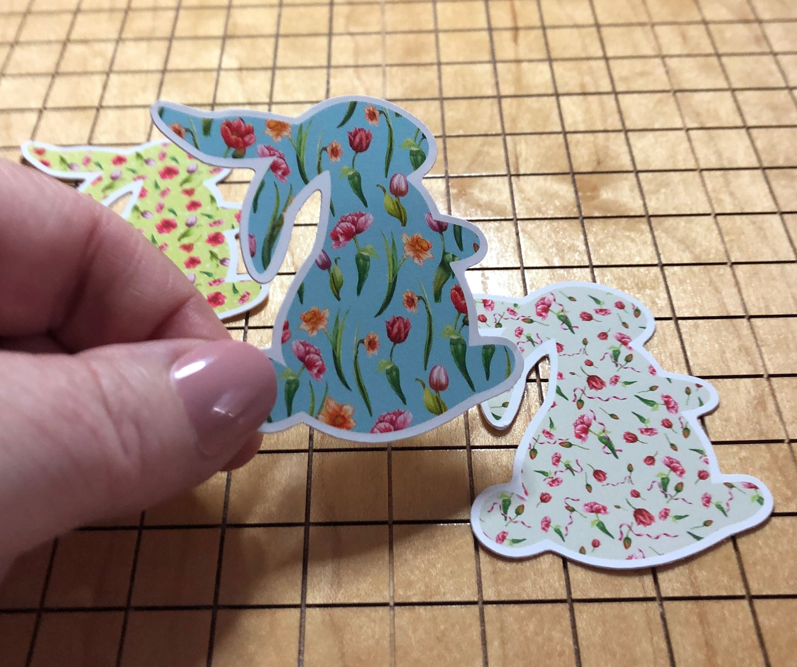 3 Rabbit Stickers, Rabbit Decal, Flower Sticker, Easter Stickers ...