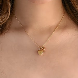 Charlotte Necklace: 18K Gold Vermeil Minimalist Heart & Key Pendant Necklace