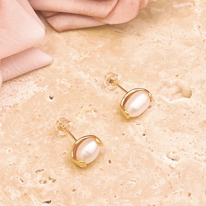 Brie Earrings: 18K Gold Vermeil Minimalist Pearl Studs