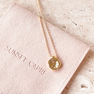 Elle Necklace: 18K Gold Vermeil Minimalist Dainty Textured Pendant Necklace