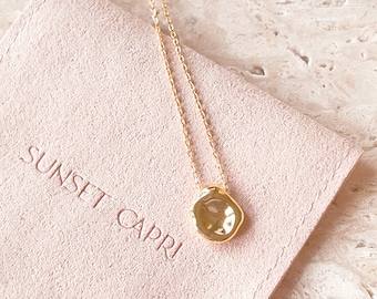 Elle Halsband: 18K guld Vermeil Minimalist Snyggt texturerat hängehalsband