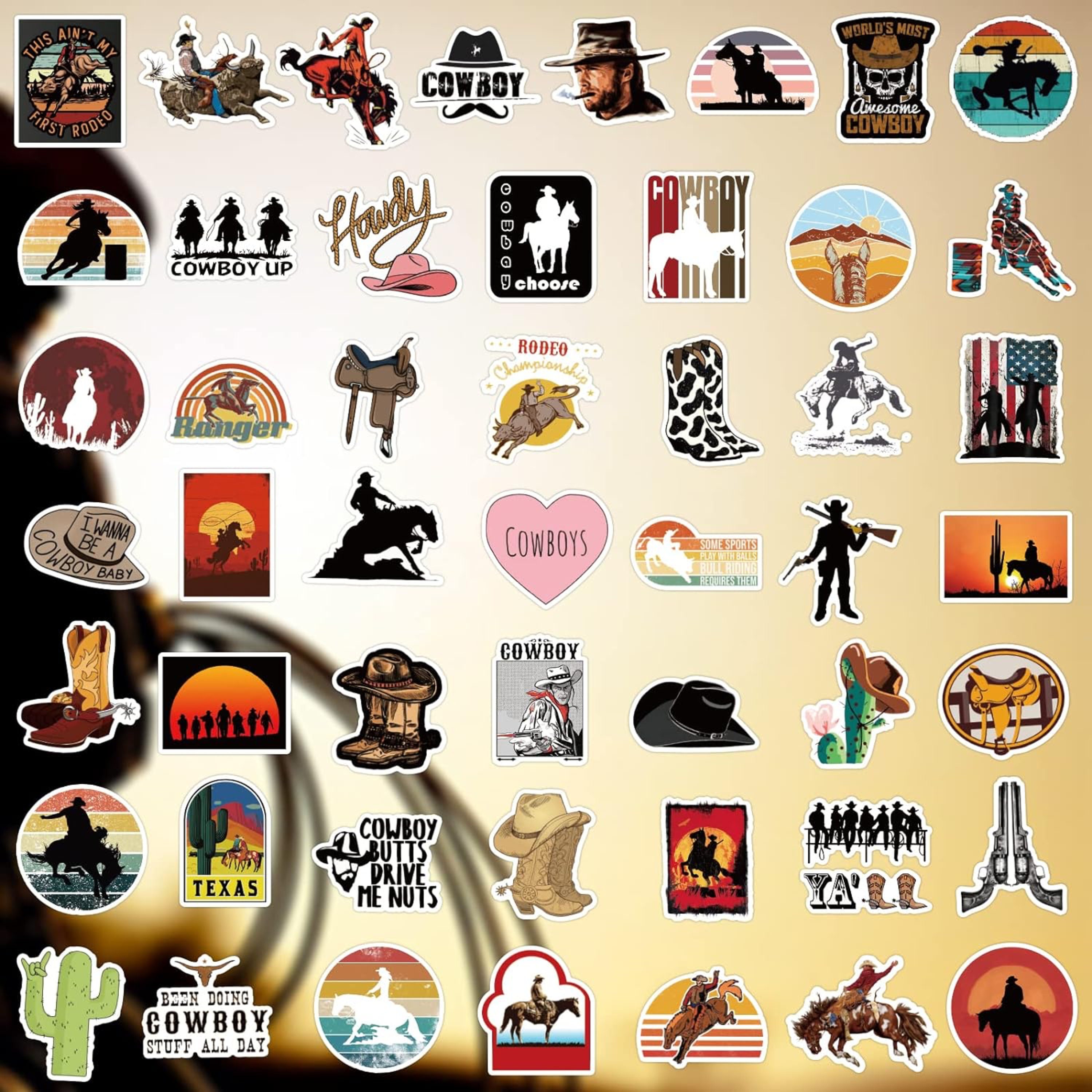 Sticker Pack Cowboy Stickers for Labtop Western Sticker for Tumbler ...