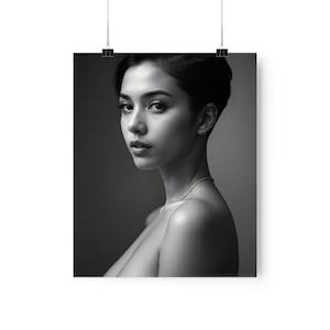 Mature Sensual Erotic Nude Woman Poster in B&W Intimate Adult Wall Art