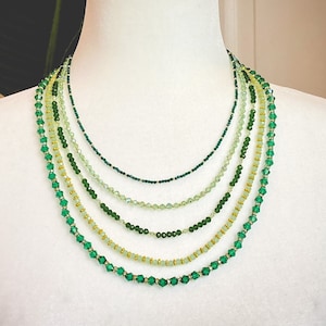 Green 5-Strand Majestic Collar Necklace / Anti Fade Chain / Anti Tarnish Chain