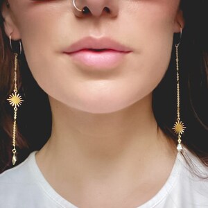 Mid-Century Starburst Sparkle Chain Earrings