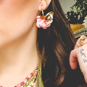 Fabric Petals Floral Earrings / Hypoallergenic / Handmade Jewelry / Anti Fade / Anti Tarnish / Long Wear