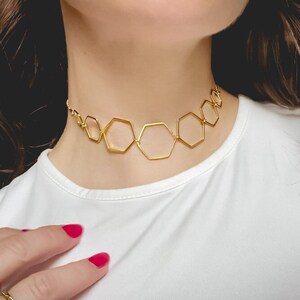 Hexy Convertible Choker-Necklace / Hexagon Necklace / Hexagon Choker / Geometric Necklace / Geometric Choker