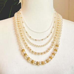 Pearl 5-Strand Majestic Collar Necklace / Anti Fade Chain / Anti Tarnish Chain