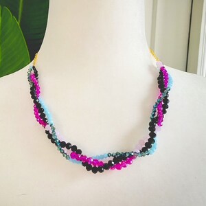 Electric Black Twisted Necklace / Handmade Jewelry