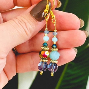 Fancy Earrings in Indigo Blue / Art Deco Earrings / Best Womens Jewelry / Gift for Her / Gift for Mom / Gift for Wife / Hypoallergenic