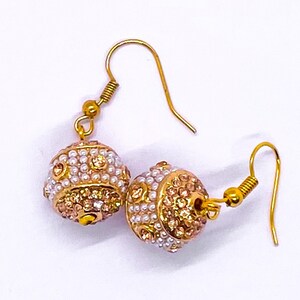 Gold & Ivory Studded Ball Earrings (Hypoallergenic) / Handmade Jewelry / Anti Fade / Anti Tarnish / Long Wear