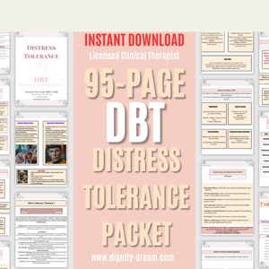 DBT-Distress Tolerance-95-Page Bundle | DBT Workbook | Therapy Tools| Mental Health Printable| DBT Skills| Counseling Resources| Mindfulness