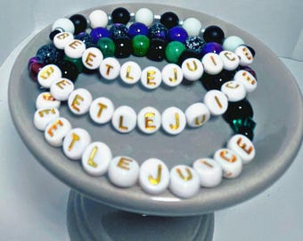 Beetlejuice Themed Bracelet Stack