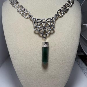 Celtic Knot With Jade Necklace| Boho Festival Necklace |  Renfaire Jewelry