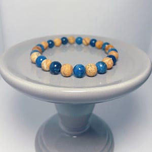 Blue Sodalite and Wood Bead Bracelet
